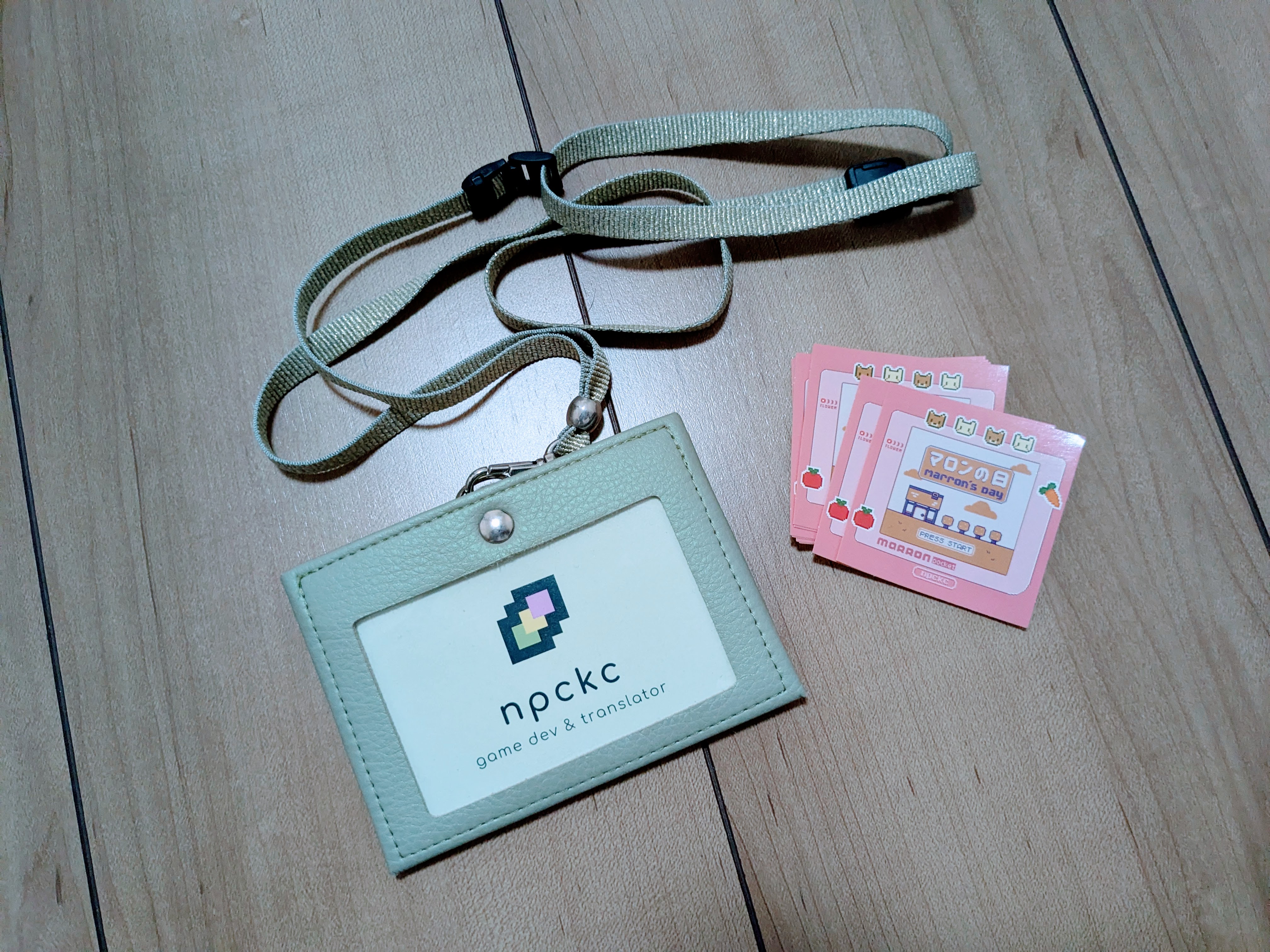 business card holder and stickers
